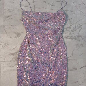 Windsor Glitzy Lavender Sequined Mini Dress Medium